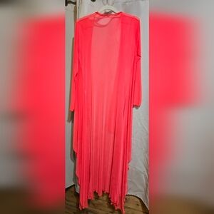 Vibrant Pink Long Sheer Cover Up